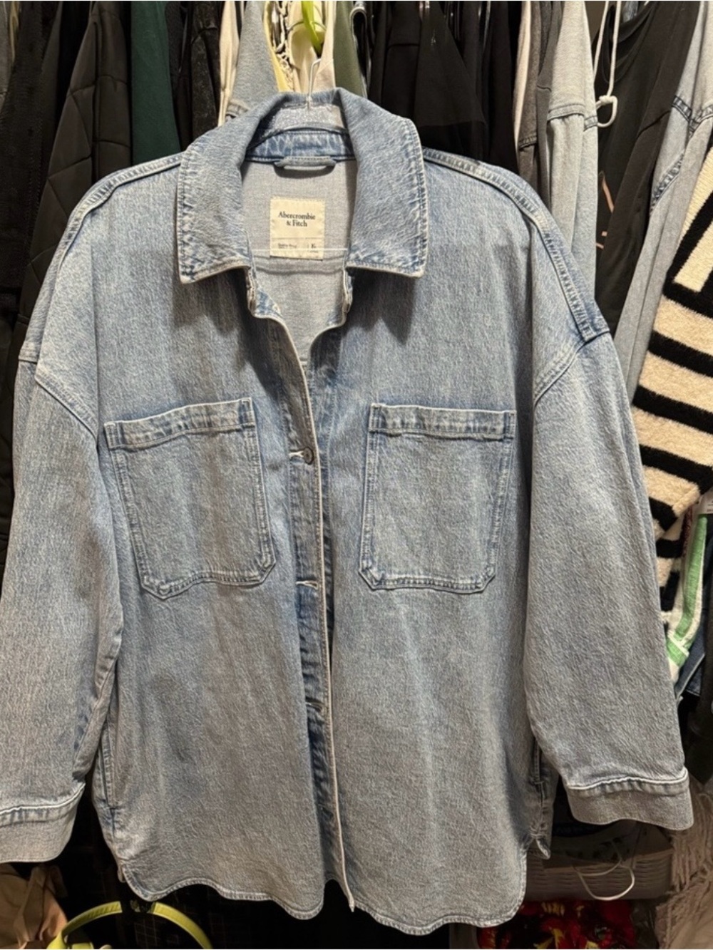 Abercrombie Oversized Light Blue Denim Shacket